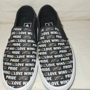 VANS Asher PRIDE LOVE WINS pattino donna taglia 8 ROSA glitter suola media LGBTQ - Foto 1 di 10