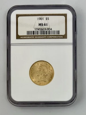 1901 Liberty Head $5 Gold Coin NGC Graded MS 61 - Image 1 of 4