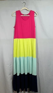 Lands End maxi dress sleeveless size Large multi colored - Picture 1 of 5