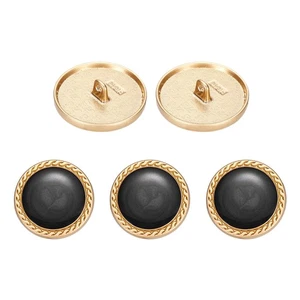 Bottone da cucire in metallo vintage oro 25 mm rotondo in metallo, nero confezione da 5 - Foto 1 di 6