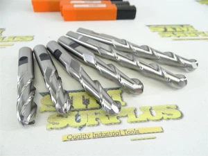 6 NEW ASSORTED HERTEL HSS 2 & 4 FLUTE BALL NOSE END MILLS 1/2" - Picture 1 of 8