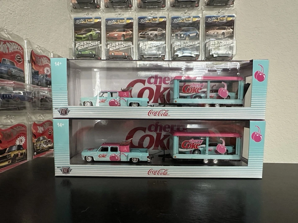 M2 Machines Hauler 1973 Chevrolet Cheyenne Super 30 & Iroc-Z Cherry Coke TW40 - Image 1 of 1
