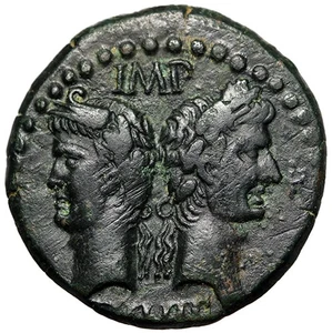 Augustus und Agrippa AE ab Nemausus "Porträt & Krokodil" sehr schön - Bild 1 von 5