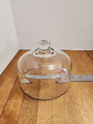 Cúpula de vidrio pesado transparente de 5” de alto con mango de perilla pantalla sin base Foto 1 de 3