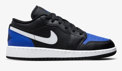 Nike Air Jordan 1 Bajo Negro Juego Blanco Real 553560-042 GS y Mujer Nuevo Foto 1 de 4