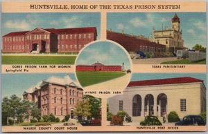 Vintage 1940er HUNTSVILLE Texas Postkarte "HOME OF THE TEXAS PRISON SYSTEM" Leinen - Bild 1 von 2