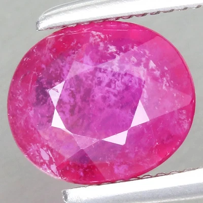0.99ct 6.9x5.9mm Oval Natural Red Pink Ruby, Africa-Heated Glass Filling - Image 1 of 4