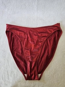 Vintage Victoria's Secret Panties Red Second Skin Satin Hi Cut Panty Size Medium - Picture 1 of 9