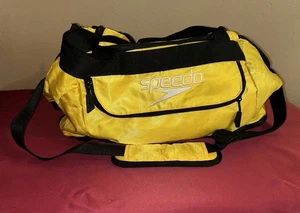 Speedo Duffle Bag Yellow Mesh Pockets Swimming Gym Zippered W Handle & Strap - Picture 1 of 24
