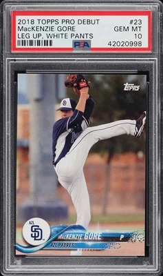 2018 Topps Pro Debut Leg Up, White Pants MacKenzie Gore ROOKIE #23 PSA 10 - Image 1 of 2