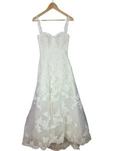 Maggie Sottero Spitze A-Linie Brautkleid Ivory Größe 8 elegantes Brautkleid - Bild 1 von 15