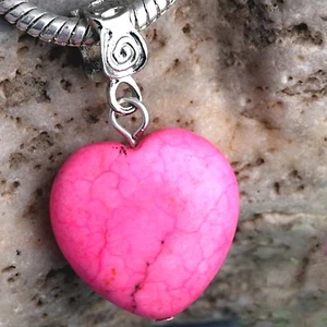 Bracelet HEART Dangle for European Style Bracelets - New - PINK - Picture 1 of 2