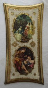 LOVELY VINTAGE ITALIAN FLORENTINE TOLEWARE WOOD WALL PLAQUE 15" - Picture 1 of 5