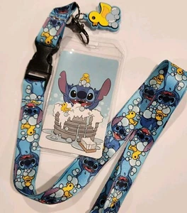 Loungefly Disney Lilo and Stitch Duck Bubble Bath Tub Lanyard ID Holder NEW - Bild 1 von 9