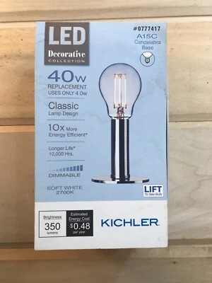 Kichler AISC 0777417 Light Bulb 40W Soft White Candelabra Base 350 Lumens - Image 1 of 4