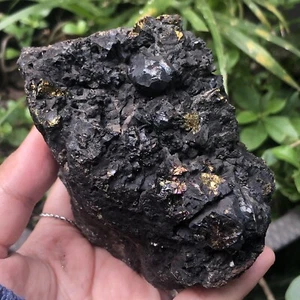 655GR TOP CLUSTER BLACK SPHALERITE CHALCOPYRITE, QUARTZ SPECIMEN - Picture 1 of 12