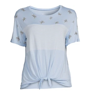 NWT No Boundaries Juniors L 11/13 Soft Knit Front Knot Butterfly T-Shirt Blue - Picture 1 of 9