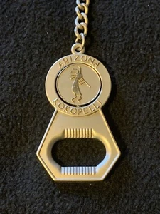 Arizona Kokopelli Silver Toned Metal Spinner Bottle Opener Keychain Keyring - Picture 1 of 9