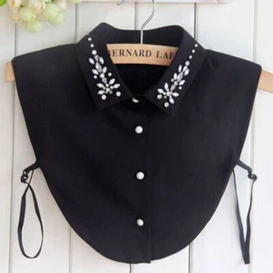 Rhinestone Detachable Collars -Chiffon Shirt Fake Collar Women Fashion Accessory - Picture 1 of 14