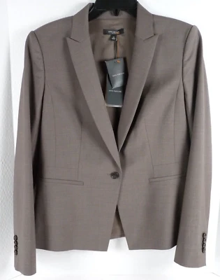 Blazer Ann Taylor Mujer 10 Tropical Lana Virgen Chaqueta Gris Taupe Un Botón Foto 1 de 4