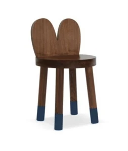 Nico Yeye ~ Lola Walnut Children’s Blue Stool Set of 2 ~ 11.25”W- 11.25”D- 12”H - Picture 1 of 11