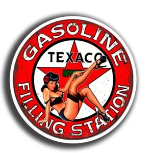 Rustic Texaco Girl Pinup Girl Vinyl Decal Sticker Waterproof UV LAMINATED 4" - Picture 1 of 1