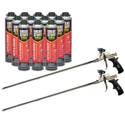 Great Stuff PRO Gaps and Cracks 24 oz cans (12) + AWF 2ft Pro Foam Gun (2) - Image 1 of 4