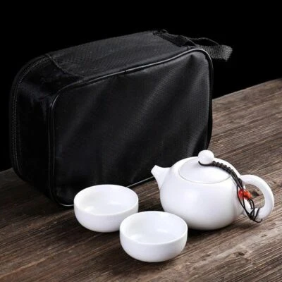 Tetera y taza portátil de cerámica china infusora para hacer té de kung fu con bolsa de viaje Foto 1 de 4