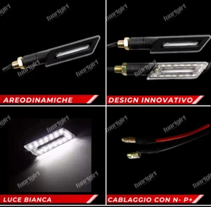 SET 4 FRECCE MOTO LED CON ACCENSIONE FISSA UNIVERSALI LUCE BIANCA INDICATORI - Imagen 1 de 2