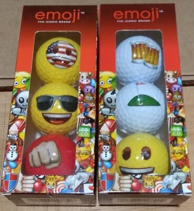 Emoji Golfbälle ZWEI Hüllen à 3 neu im Karton Spaß + vollständig konform mit USGA-Regs - Bild 1 von 7