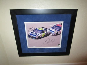 Dale Earnhardt Jr And Jimmie Johnson Dual Signed & Framed Dbl Matted GAI GM8806 - Picture 1 of 5