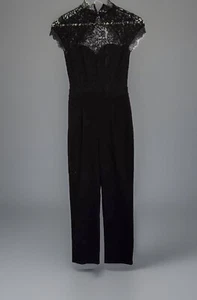 Express Black Lace Over Sweetheart Top Pleated Bottom Jumpsuit Romper Size 0 - Picture 1 of 14