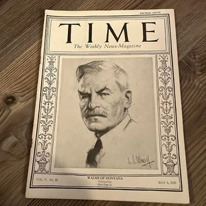 1925 MAY 4 TIME MAGAZINE - THOMAS WALSH OF MONTANA COVER Vol. V No.18 - Picture 1 of 8