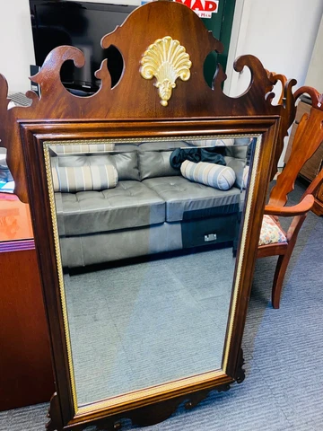 COUNCILL CRAFTSMEN Mahogany Chippendale Style Beveled Wall Mirror Cover