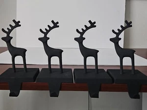 4 Crate & Barrel Black Zinc Reindeer Stocking Hanger Hooks Christmas (2019) - Picture 1 of 15