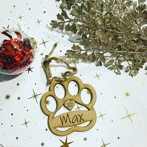 PERSONALISED DOG PAW CHRISTMAS ORNAMENT | HANGER | DOCORATION | XMAS | CUSTOM | - Bild 1 von 1
