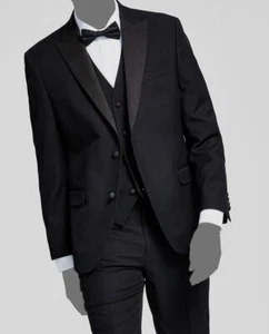 $360 Alfani Men Black Slim-Fit Stretch Blazer Tuxedo Coat Suit Jacket Size 40S - Picture 1 of 2