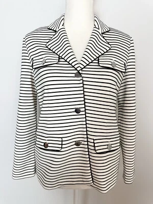 Blazer Top Chicos Petites Mujer Botón Frontal Talla 0P Blanco Negro Bolsillos a Rayas Foto 1 de 4