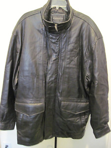 Baracuta Men's Black Soft Leather Zip Up  Front Pockets Jacket Size XXL
