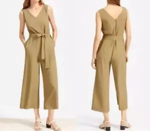 Tuta Everlane The Japanese Goweave verde senza maniche gamba larga nuova con etichette taglia 12 - Foto 1 di 8