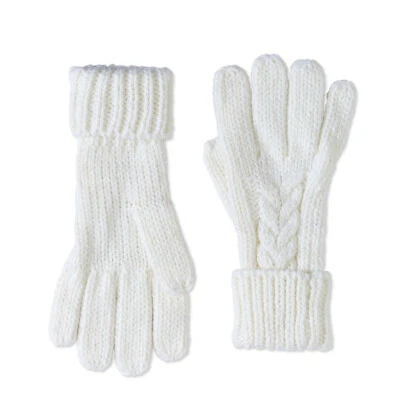 Guante de cable Faded Glory para damas fibras metálicas blanco ártico sólido talla OS Foto 1 de 2