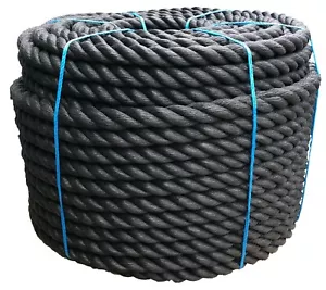 Cuerda de polipropileno negra de 50 mm x 70 metros, bobinas de cuerda de polietileno, cuerda de nailon barata - Imagen 1 de 6