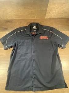 Harley Davidson Motorcycles Embroidered Mechanics Button Down Black Shirt Size L - Picture 1 of 5