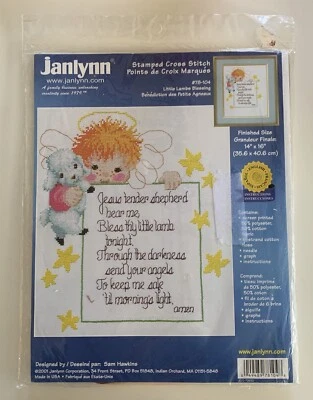Little Lambs Blessing Counted Cross Stitch janlynn USA Vintage 78-104 Hawkins - Image 1 of 4