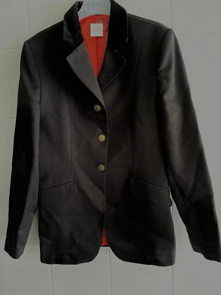 Turniersakko Reitjacket Schwarz Gr. 164 – Samtkragen - Bild 1 von 1