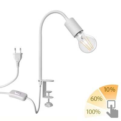 Lampada a morsetto E27 LELE con collo d'oca bianco incl. LED E27 dimmerabile in - Immagine 1 di 4