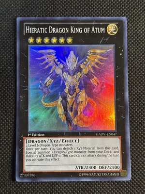 YuGiOh! Hieratic Dragon King Of Atum GAOV-EN047 Super Rare 1st Edition Near Mint - Image 1 of 2