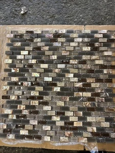 Shimmer Beach Brown Glass Mosaic Tile Sheet - Picture 1 of 2