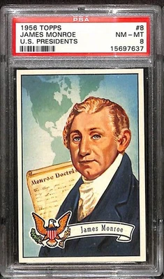 1956 Topps Presidents #8 James Monroe PSA 8 NM-MT 15697637  - Image 1 of 3