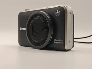 Canon PowerShot SX220HS Digitalkamera 12.1MP 14x Zoom, 1x Akku + Ladegerät + Tasche - Bild 1 von 10